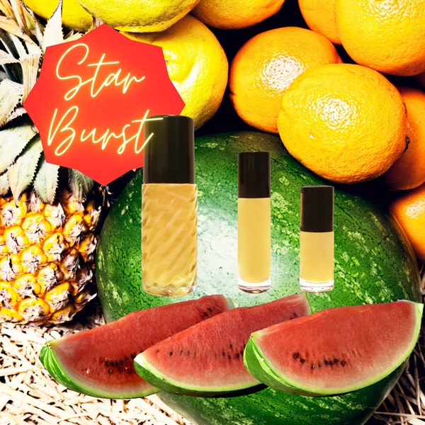 Stars Burstalicious Body Oil, Citrus Pineapple Watermelon Body Oil, Fruity Fun Sweet Scented Body Oil, Tropical Perfume, Unisex Fragrance