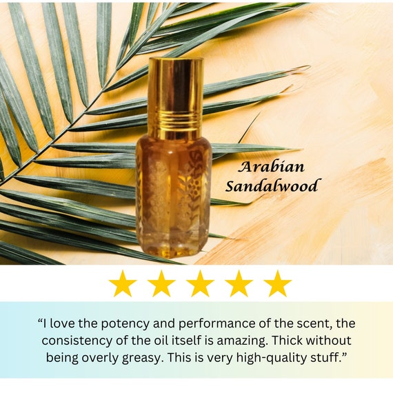 Arabian Sandalwood Oil Perfume-arabian Perfume Oil Aromatherapy-woody  Aromatic Fragrance-his/her Unisex Body Oil-creamy Vanilla Scents 