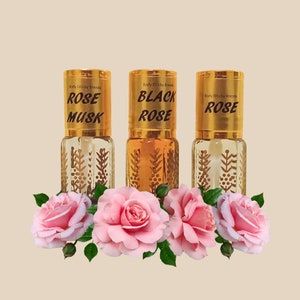 Rose Perfume Collection-Sample Selection of Different Rose Fragrances-Rose Scented Perfumed Body Oil-All Natural Attars-CPO-Roll On Perfumes