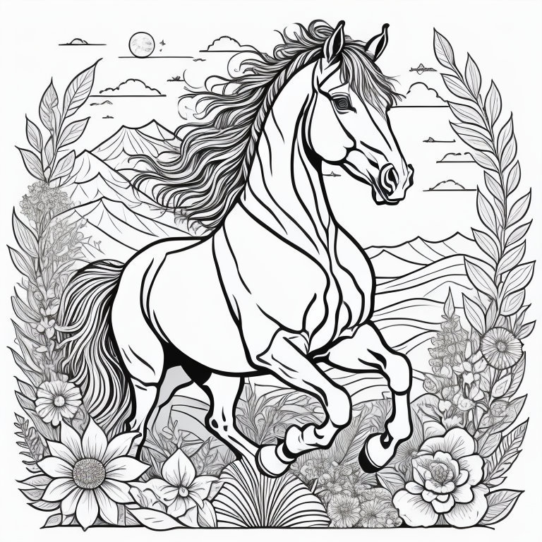 Wild Horse Coloring Page - Etsy