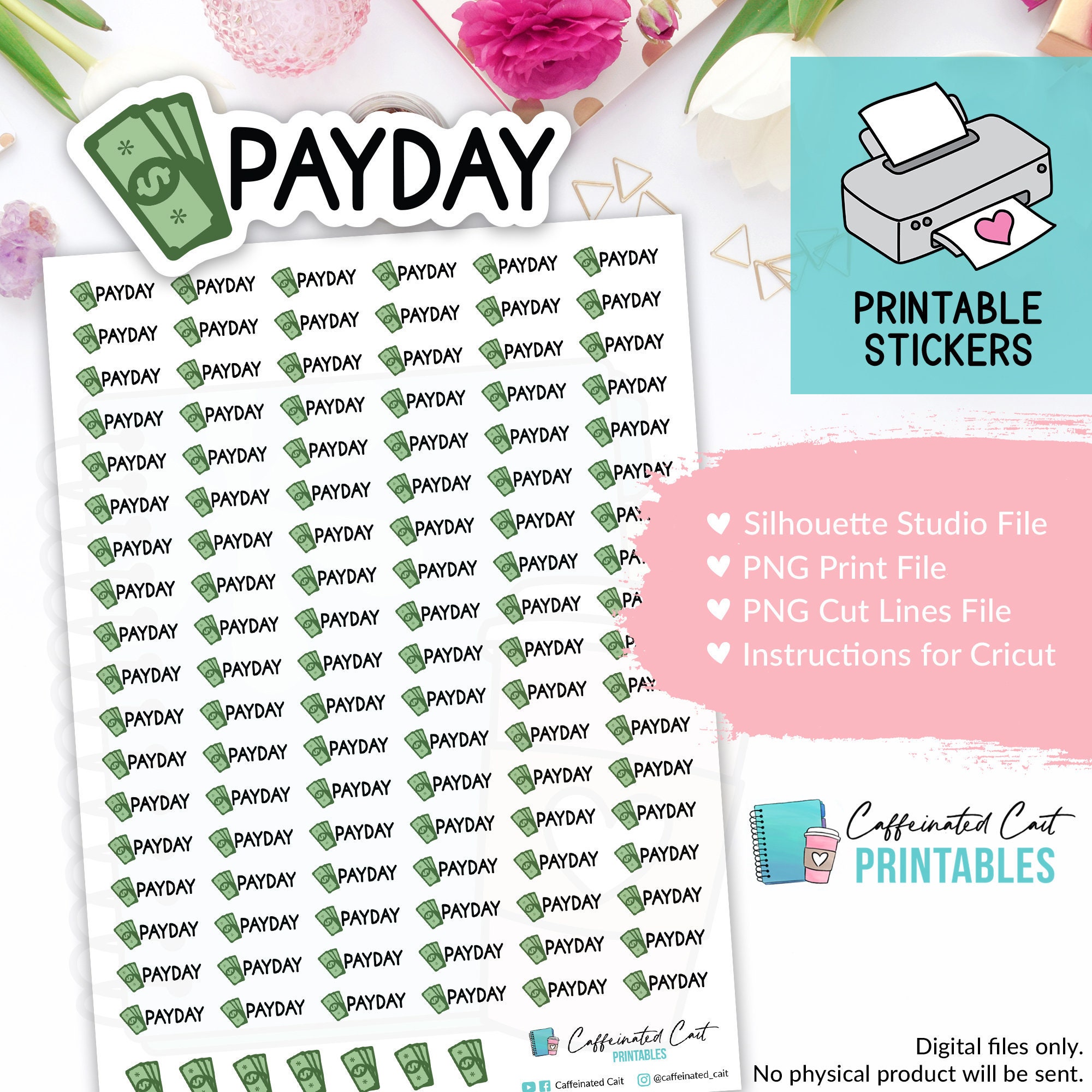 Payday Planner Stickers PRINTABLE Etsy