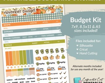 PRINTABLE Budget Kit (7x9, 8.5x11, A5 sizes included) - 114 Pumpkin Harvest - Budget Stickers