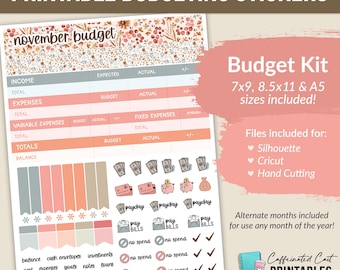 PRINTABLE Budget Kit (7x9, 8.5x11, A5 sizes included) - 116 Cranberry Frost - Budget Stickers