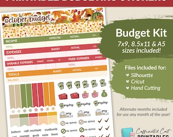 PRINTABLE Budget Kit (7x9, 8.5x11, A5 sizes included) - 101 Autumn Leaves - Budget Stickers