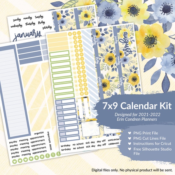 7x9 Printable Monthly Calendar - Etsy