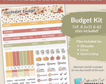 PRINTABLE Budget Kit (7x9, 8.5x11, A5 sizes included) - 229 Autumn Beauty - Budget Stickers