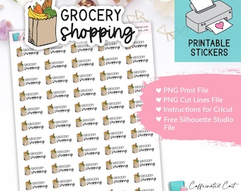 Grocery Shopping Planner Stickers - PRINTABLE