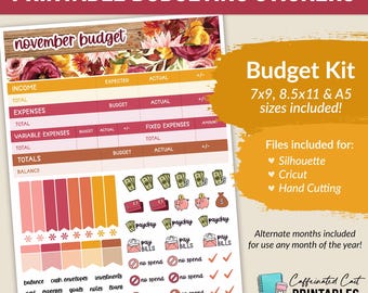 PRINTABLE Budget Kit (7x9, 8.5x11, A5 sizes included) - 112 Burnt Floral - Budget Stickers