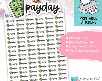 Payday Planner Stickers - Payday Doodle Script - PRINTABLE