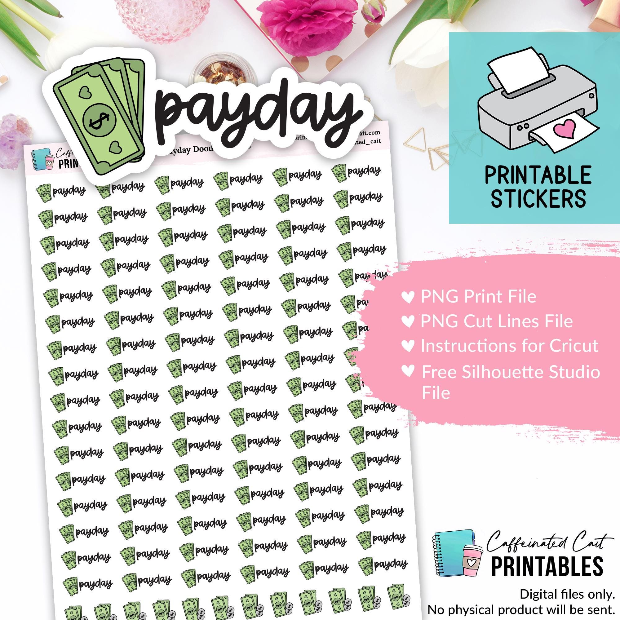 Payday Planner Stickers Payday Doodle Script PRINTABLE - Etsy payday-planner-stickers-payday-doodle-script-printable-etsy