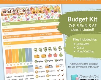 PRINTABLE Budget Kit (7x9, 8.5x11, A5 sizes included) - 107 Bright Autumn - Budget Stickers