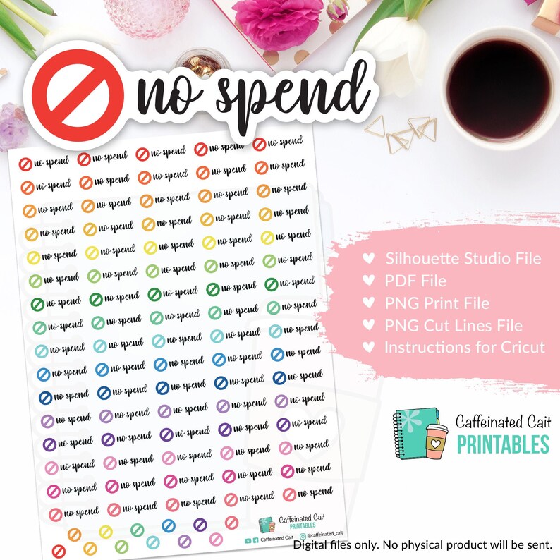 No Spend Stickers Colorful PRINTABLE Etsy no-spend-stickers-colorful-printable-etsy