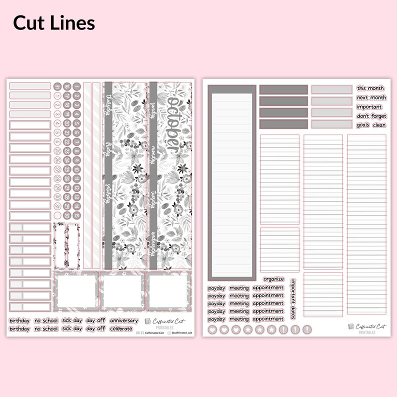 PRINTABLE Monthly Calendar Kit 7x9 Erin Condren 116 Cranberry Frost ...