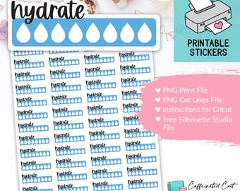 Hydration Tracker Planner Stickers - PRINTABLE