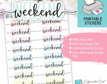 Weekend Script Duo Planner Stickers - PRINTABLE