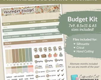 PRINTABLE Budget Kit (7x9, 8.5x11, A5 sizes included) - 219 Vintage Floral - Budget Stickers