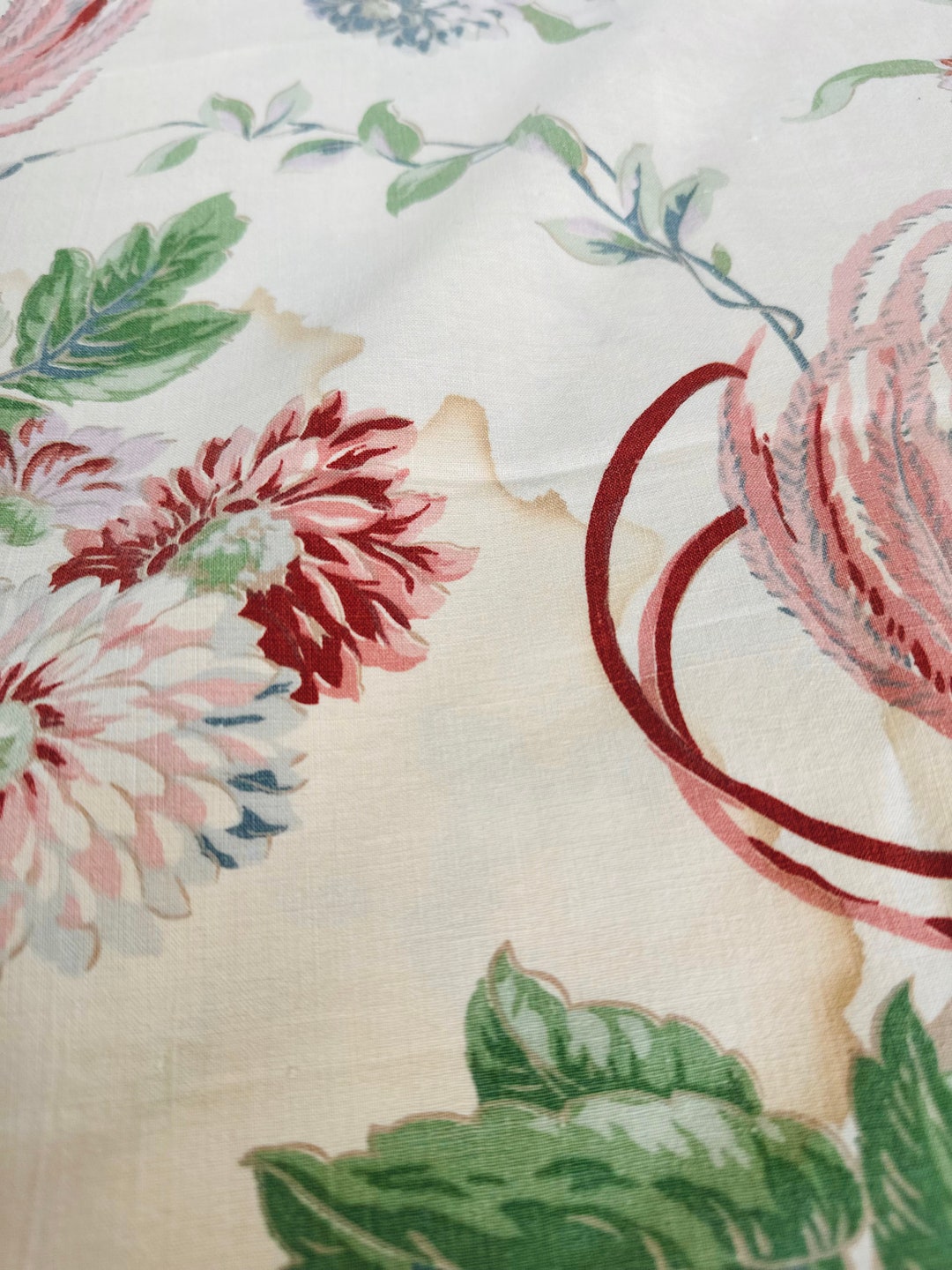 Vintage Fabric Remnant 108 X 32 Sold as Is, Stains Throughout Etsy