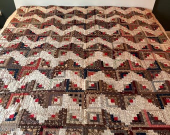 1870-1880 Antique Log Cabin Quilt