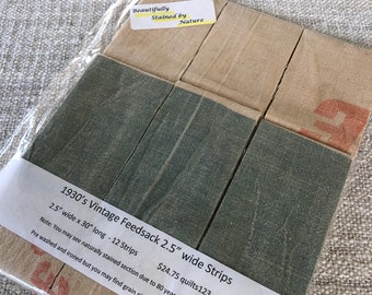 1930’s Vintage Feedsack 2.5 inch wide Strips