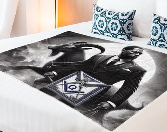 Mastermason and Goat // Masonic // PHA // Lodge // Fraternity // Ultra-Soft Micro Fleece Blanket