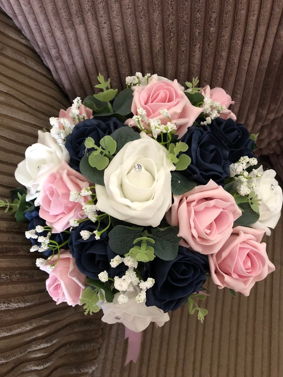 blush pink and navy blue wedding