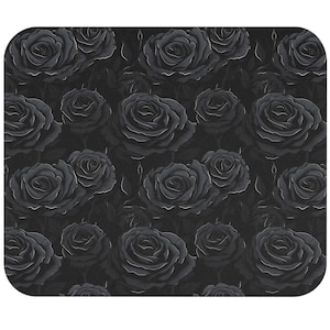 Schwarze Rosen Goth Maus Pad, Floral Gothic Witchy Mousepad, Boho Rechteck kleine Schreibtischmatte Ästhetik, Cottagecore Schreibtisch Accessoires