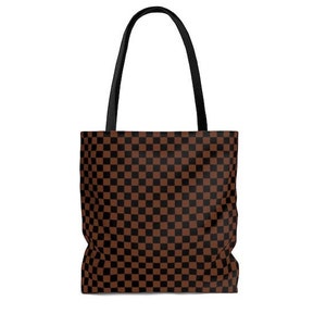 Checkered Tote Bag, Plaid Checker Shopping Bag, All Over Print Tote Checkered Pattern Bag, Reusable Grocery Bag, Beach Bag