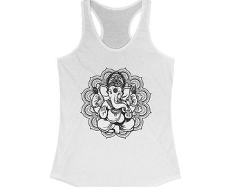 Ganesha Mandala Tank Top, Ganesh Yoga Racerback Tank, Yoga Clothing, Hindu Shirt, Meditation Spiritual Shirt, Lord Ganesha, Mindfulness Tank