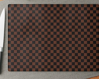 Checkered Glass Cutting Board, Plaid Checker Tempered Glass Chopping Board, Checkerboard Cheese Board, Serving Tray Trivet