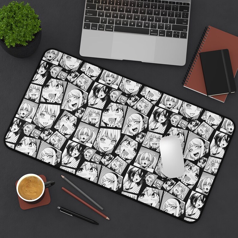 Anime Desk Mat Gaming Manga Girls Desk Mat Aesthetic Ahegao Etsy