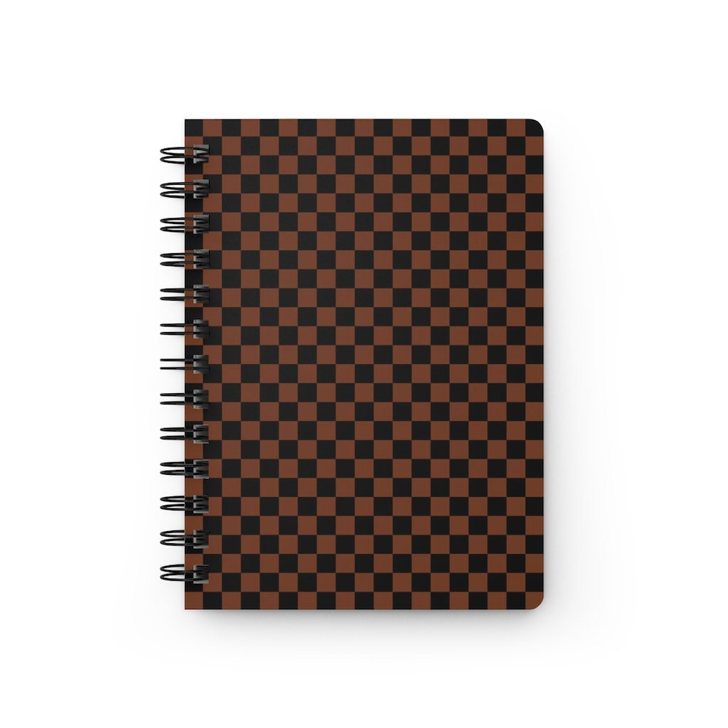 Checkered Pattern Spiral Notebook Lined, Checkerboard Personalized ...