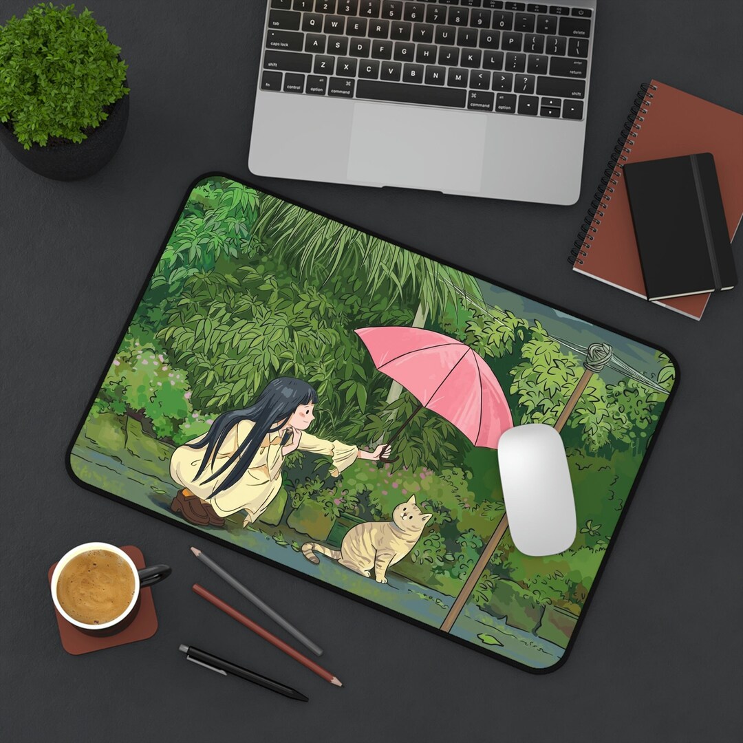 Kawaii Anime Desk Mat Gaming, Japanese Desk Mat Aesthetic, Anime Girl