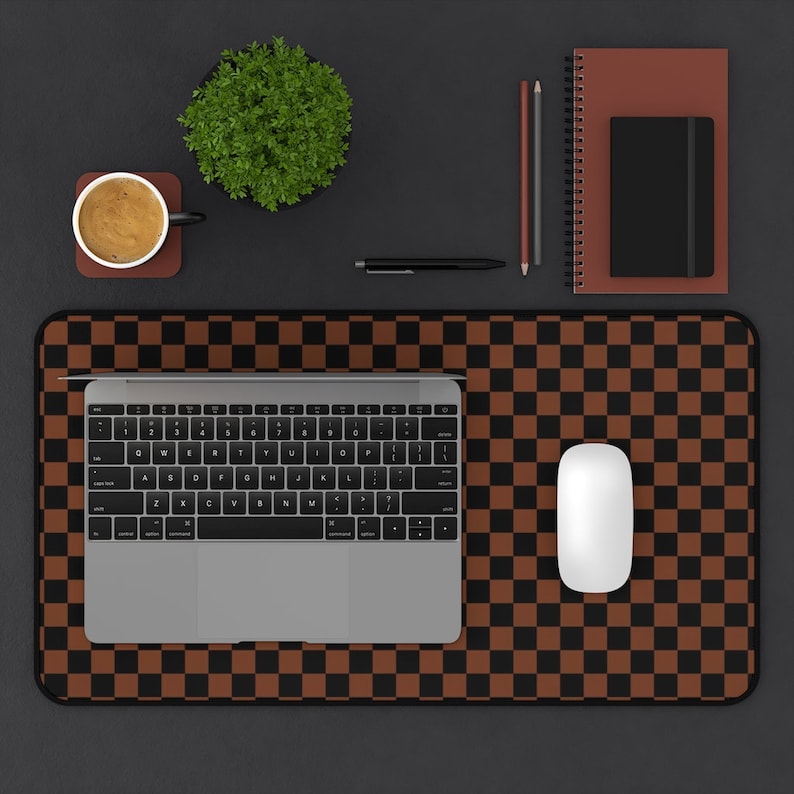 Checkered Desk Mat Gaming, Large Computer Desk Mat Plaid Checker, Checkered Pattern Desk Pad, Keyboard Mat Checkerboard 12" × 22"
