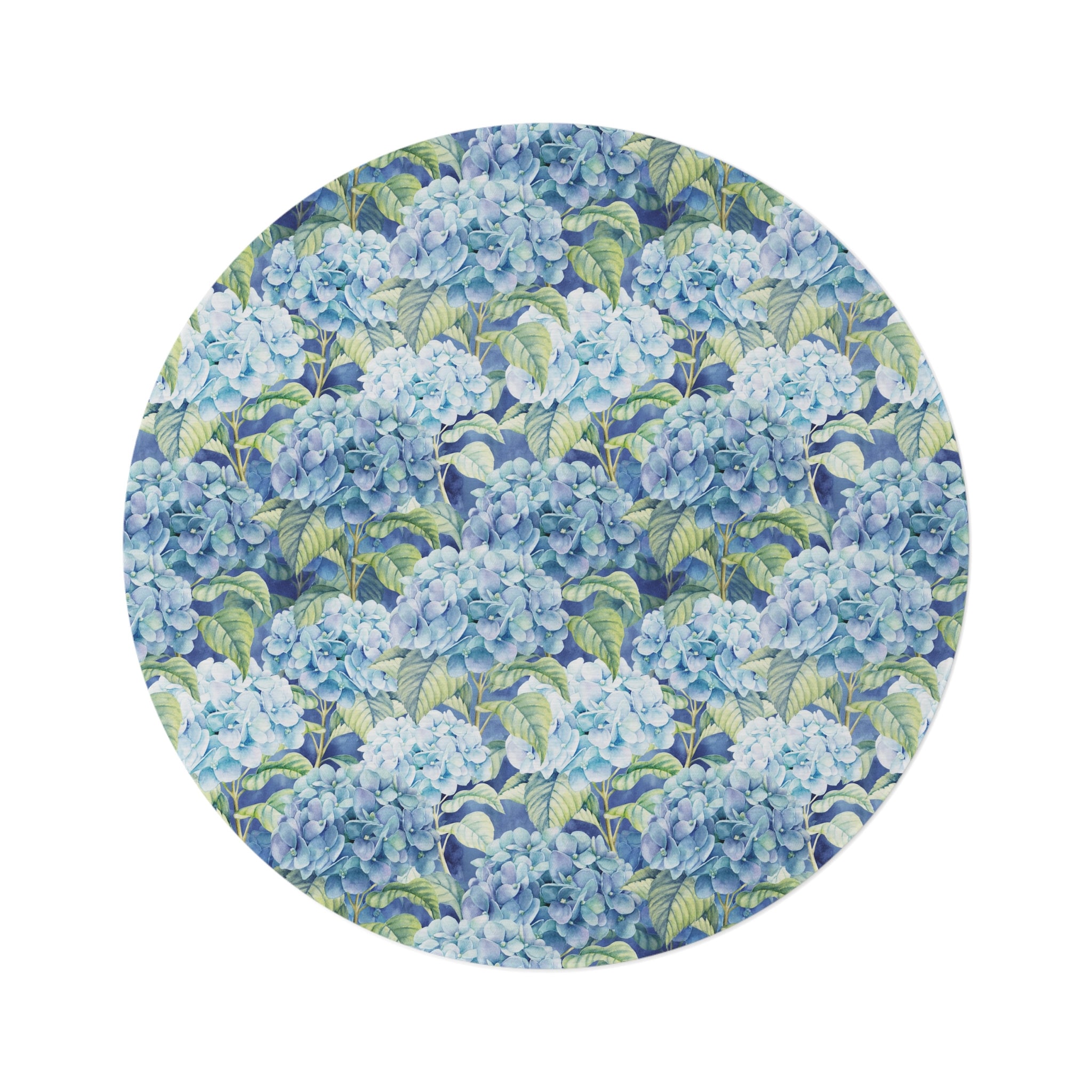 Tufted Rug Blue Hydrangea Blue Hydrangea Flower Circle Rug, Floral Area Rug, Cute Aesthetic Plant ...