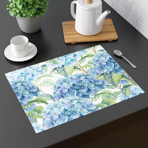 Blue Hydrangea Floral Placemats Set of 2/4/6/8 Botanical Etsy