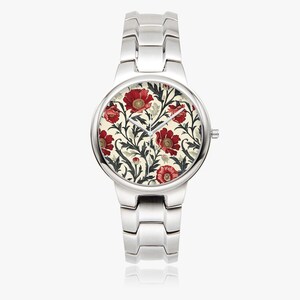 William Morris Inspired Floral Watch – Rose Gold and Silver Stainless Steel, Vintage Art Nouveau Flowers Watch, Elegant Jewelry Gift for Her Bild 8