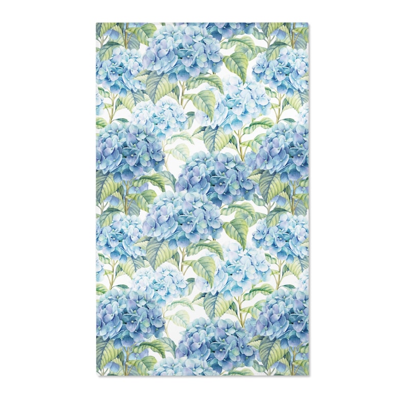 Flowy Blue Rug Blue Hydrangea Flower Rug, Floral Area Rug, Bedroom Rug Aesthetic ...