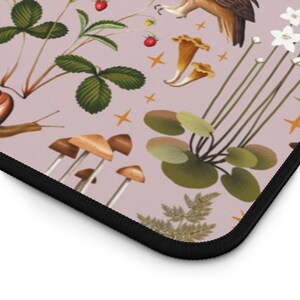 Cottagecore Magic Forest Animals Mushrooms Desk Mat Gaming, Boho Desk Mat Aesthetic, Fairy Woodland Computer Desk Pad, Witch Keyboard Mat image 3
