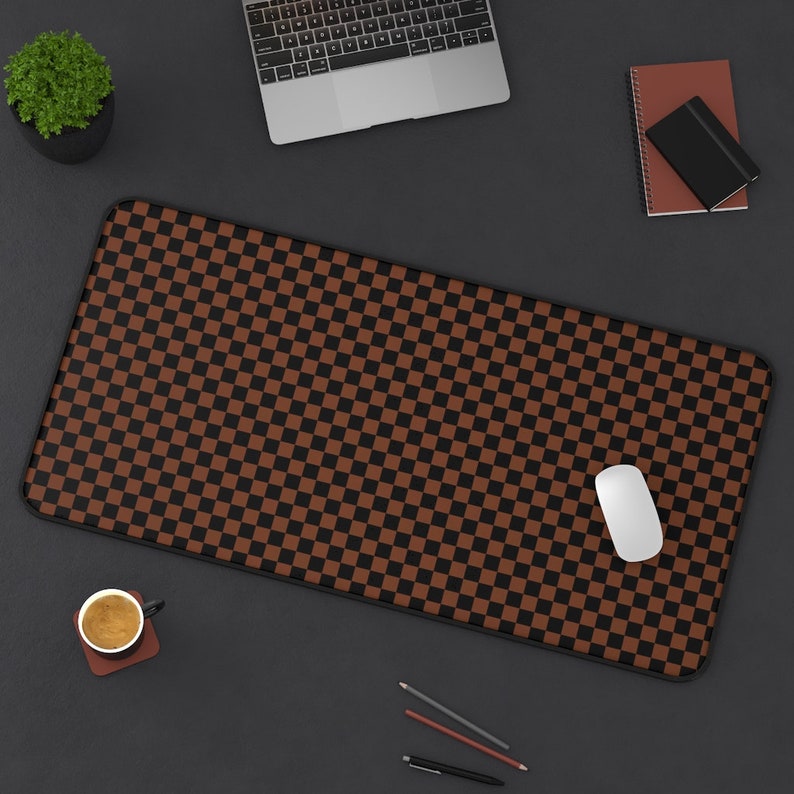 Checkered Desk Mat Gaming, Large Computer Desk Mat Plaid Checker, Checkered Pattern Desk Pad, Keyboard Mat Checkerboard zdjęcie 2