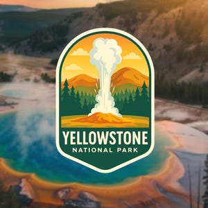 Yellowstone National Park Sticker, Mountain Hiking Decal, Montana Nature Souvenir, Hiking Sticker, Hiker Gifts, Yellowstone Sticker