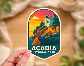 Acadia National Park Sticker, Mountain Hiking Decal, Maine Nature Souvenir, Waterproof Vinyl, Hiker Gifts, Maine Sticker, Hiking sticker