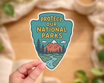 Protect Our National Parks Sticker | Arrowhead Nature Conservation Vinyl Decal | Hiking & Outdoor Lover Gift