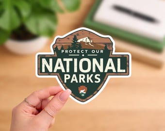 Protect Our National Parks Sticker | Vintage National Park Hiking Vinyl Decal | Outdoor Lover Gift