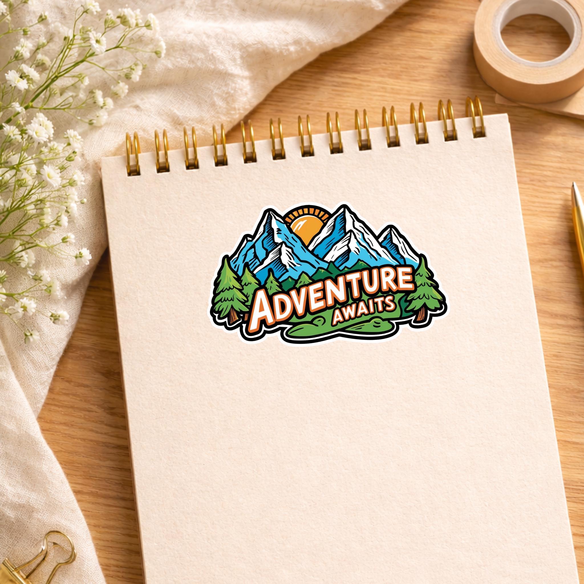 Adventure Awaits Sticker | Mountain Hiking Vinyl Decal | Outdoor Nature ...