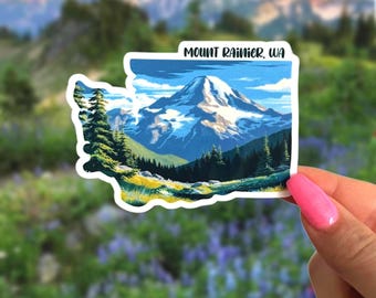 Mount Rainier Washington State Sticker | PNW Scenic Vinyl Decal | Hiking & Travel Gift
