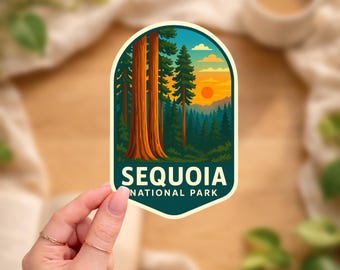 Pegatina del Parque Nacional Sequoia / Calcomanía de vinilo para senderismo en California / Recuerdo natural impermeable