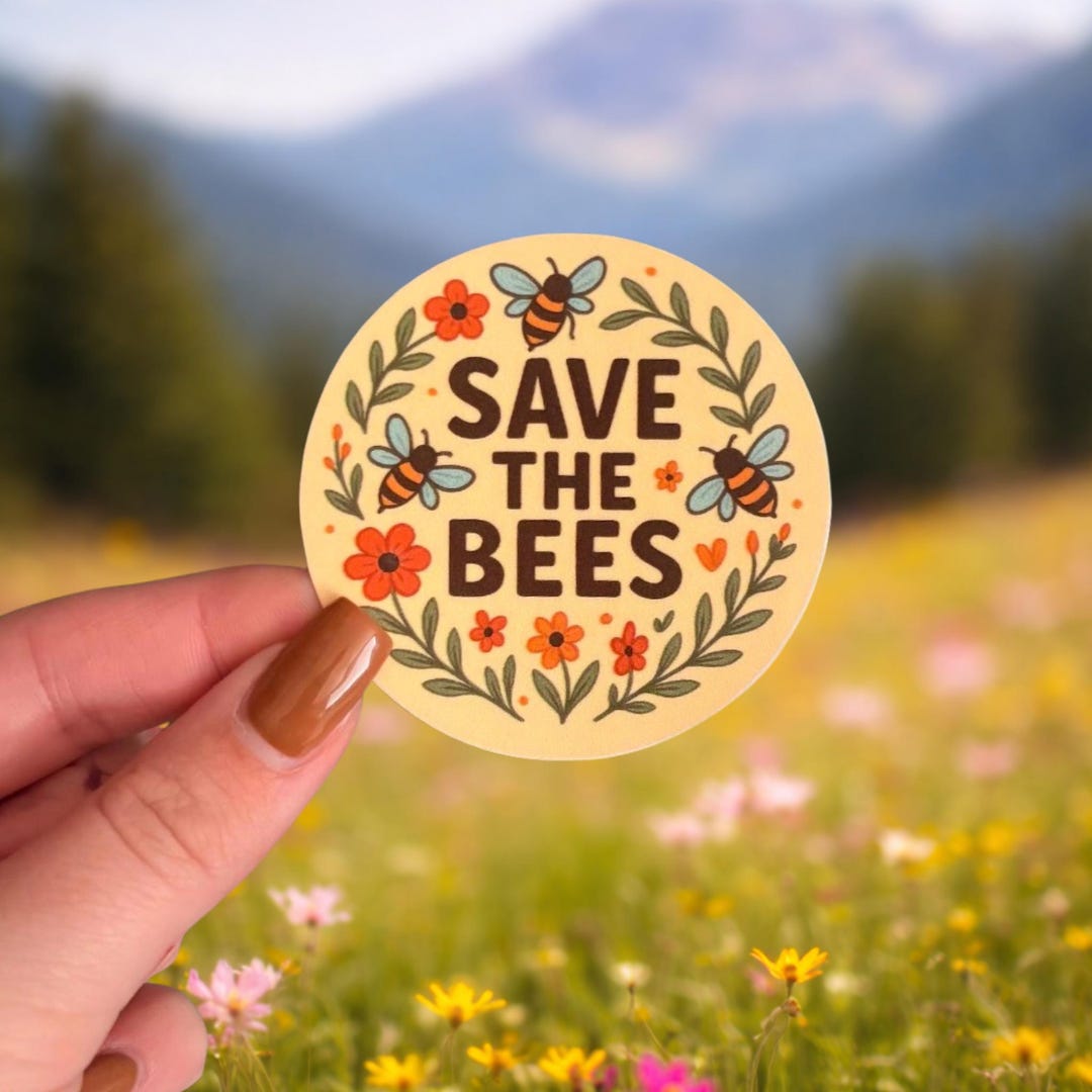 Save the Bees Sticker | Cute Cottagecore Bee Vinyl Decal | Eco Friendly ...