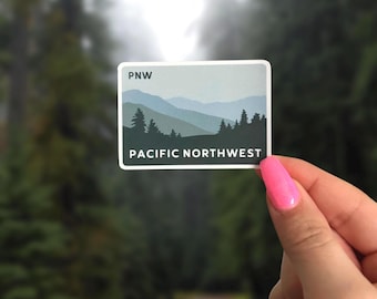 Calcomanía de vinilo de la montaña del estado de Washington para botella de agua y portátil del Pacífico Noroeste (PNW)