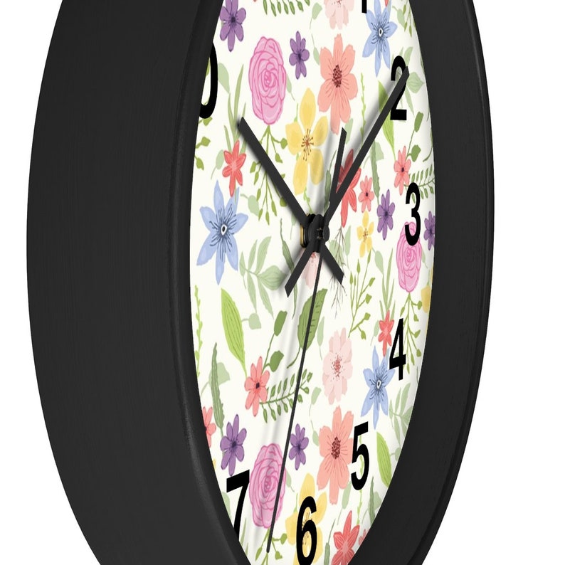 Floral Wall Clock Spring Design Boho Decor Clock Kitchen Etsy