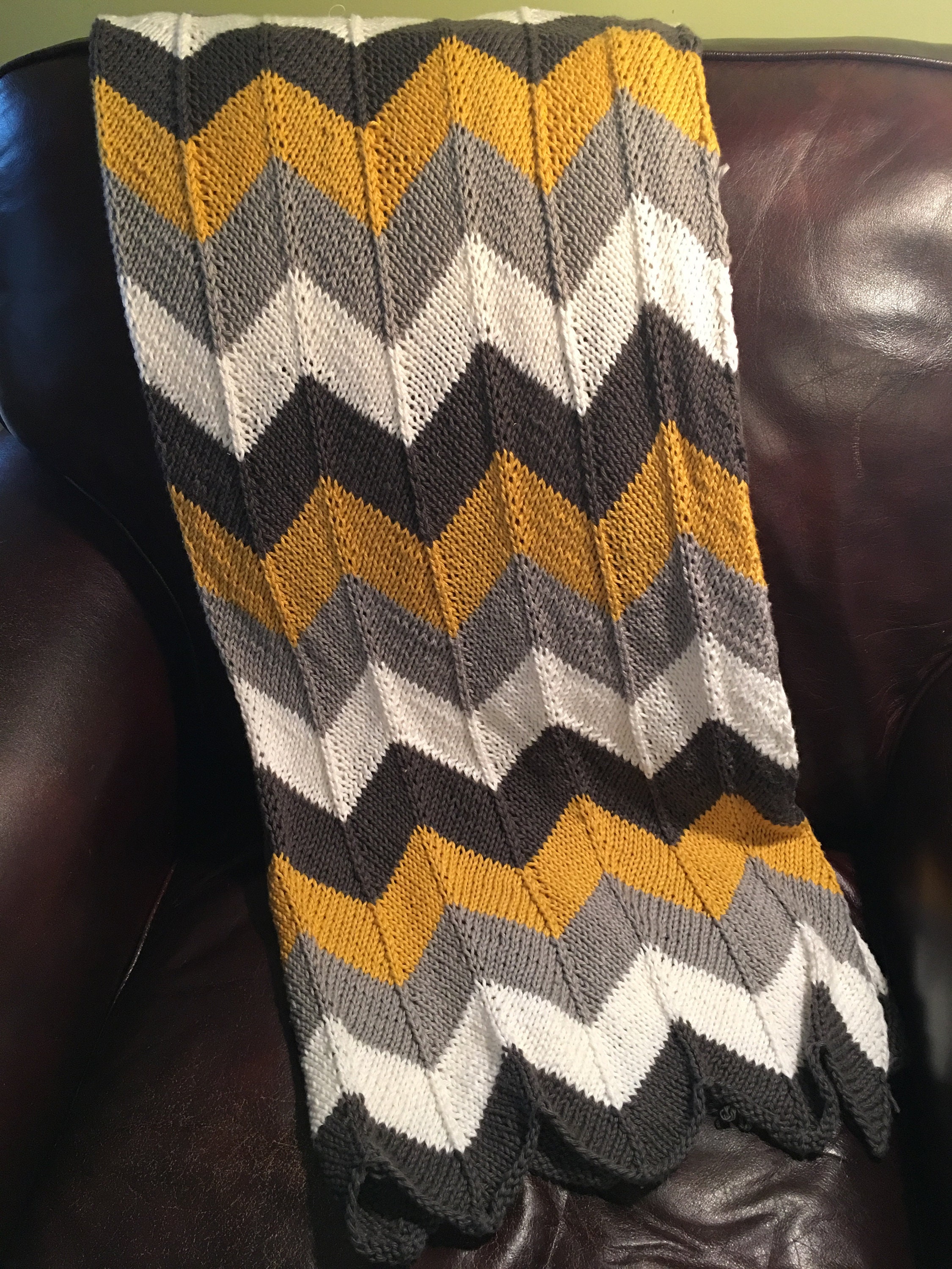 Chevron Knit Blanket Etsy